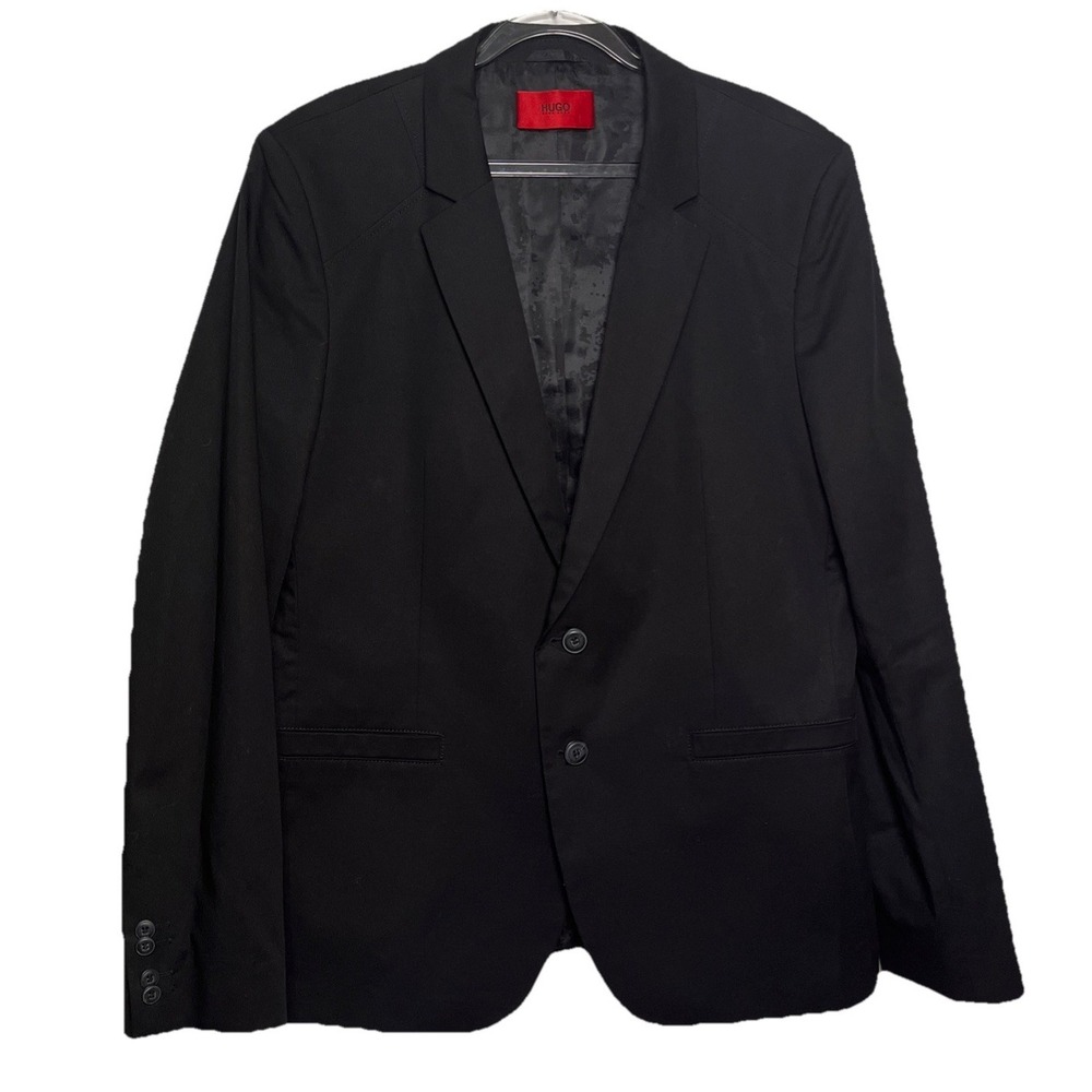 Hugo Boss Men's 42R Black Cotton Blend Blazer Red‎ Label